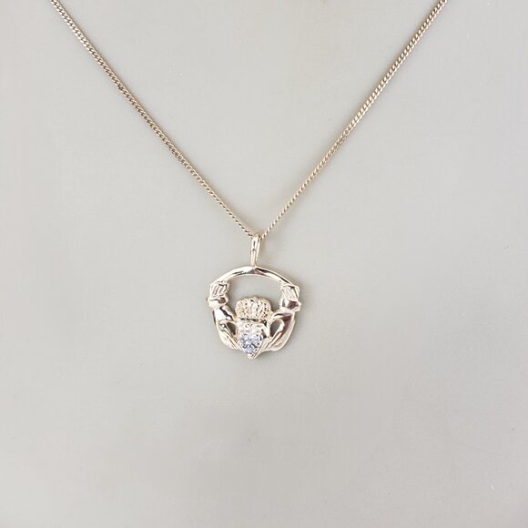 10K Yellow Gold Diamond Claddagh Pendant #23361 - Picture 6 of 6